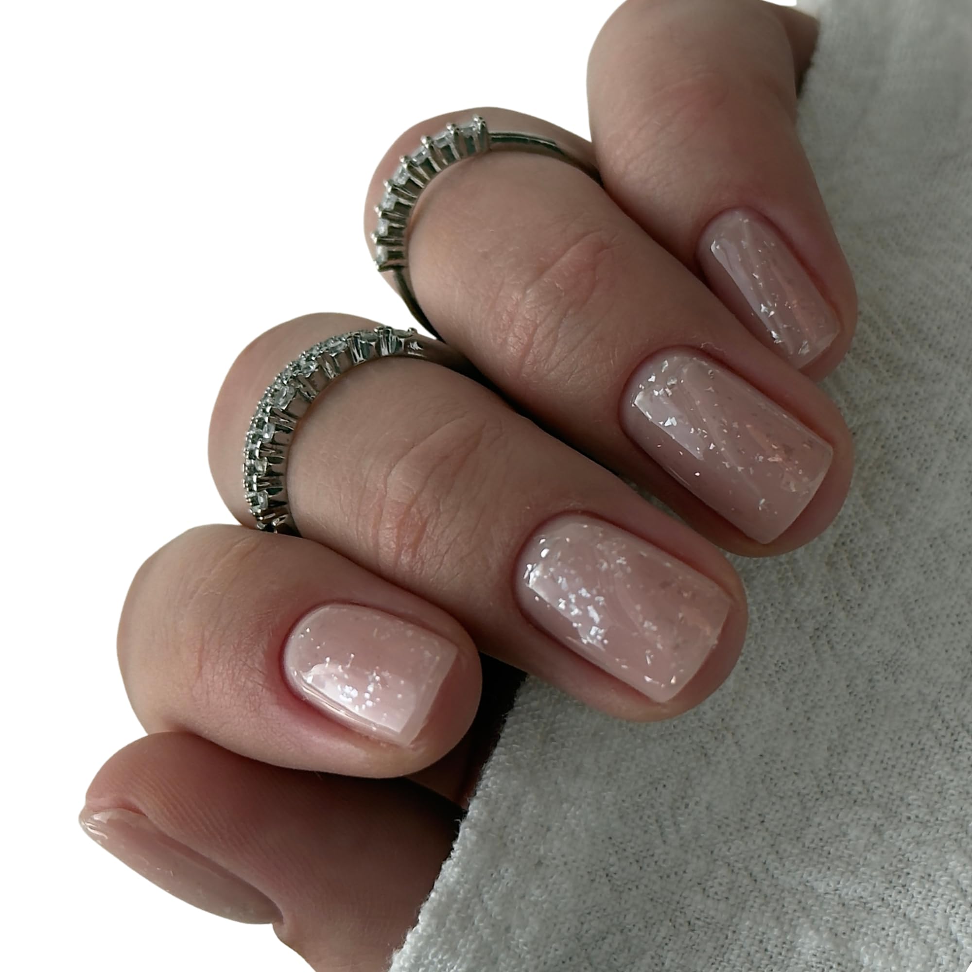 DIDIER LAB Włókno bazowe Octagon i top coat No Wipe Glitter Silver Set - mocne wzmocnienie paznokci i srebrne wykończenie o wysokim połysku - zestaw żelowych paznokci o długiej żywotności - 2×10ml