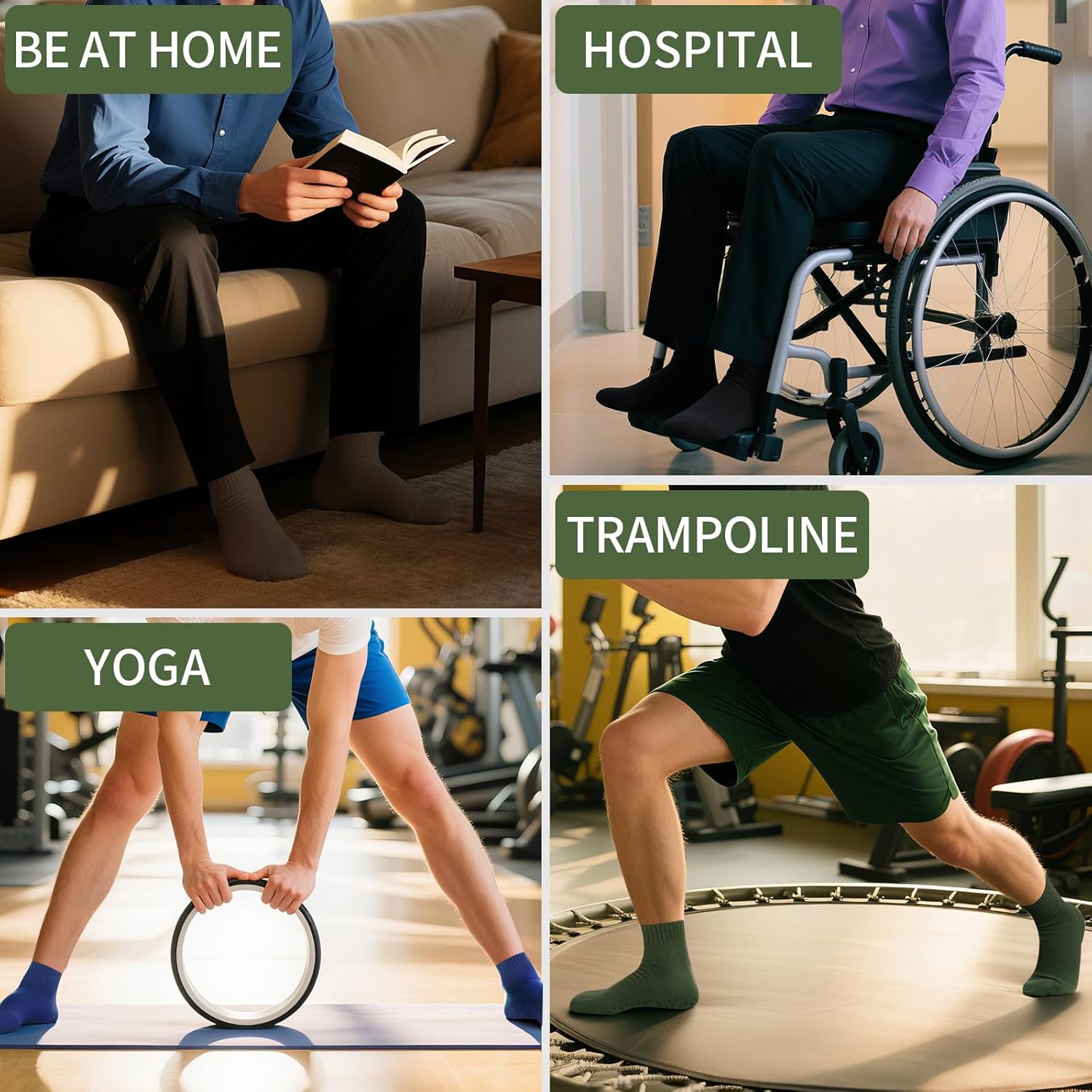 Sophproton 100 Pairs Men's Non Slip Socks Bulk Pack Anti-Skid Hospital Socks with Grips for Nursing Work Yoga Gym - Image 5