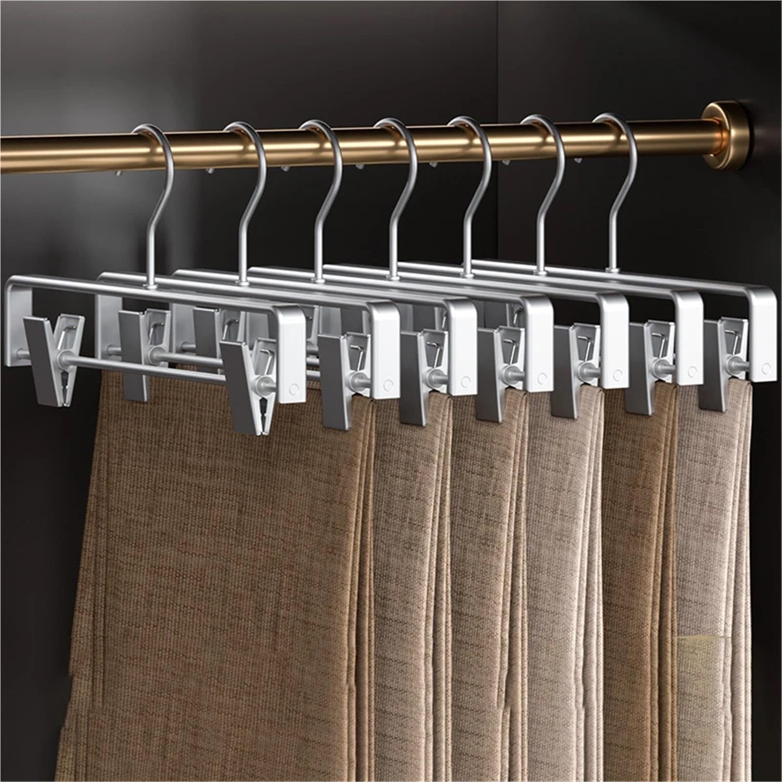 Perchas Pantalones Percha de Aluminio for Pantalones, Organizador Ropa, Percha Metal for y Faldas, Ahorra Espacio en el Armario, 5/15 Unidades