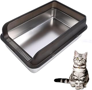 Smell Of Encapsulated Stainless Steel Cat Litter Box - Easy To Clean High Sides Semi-enclosed Cat Litter Box for Large Cats (L #14)