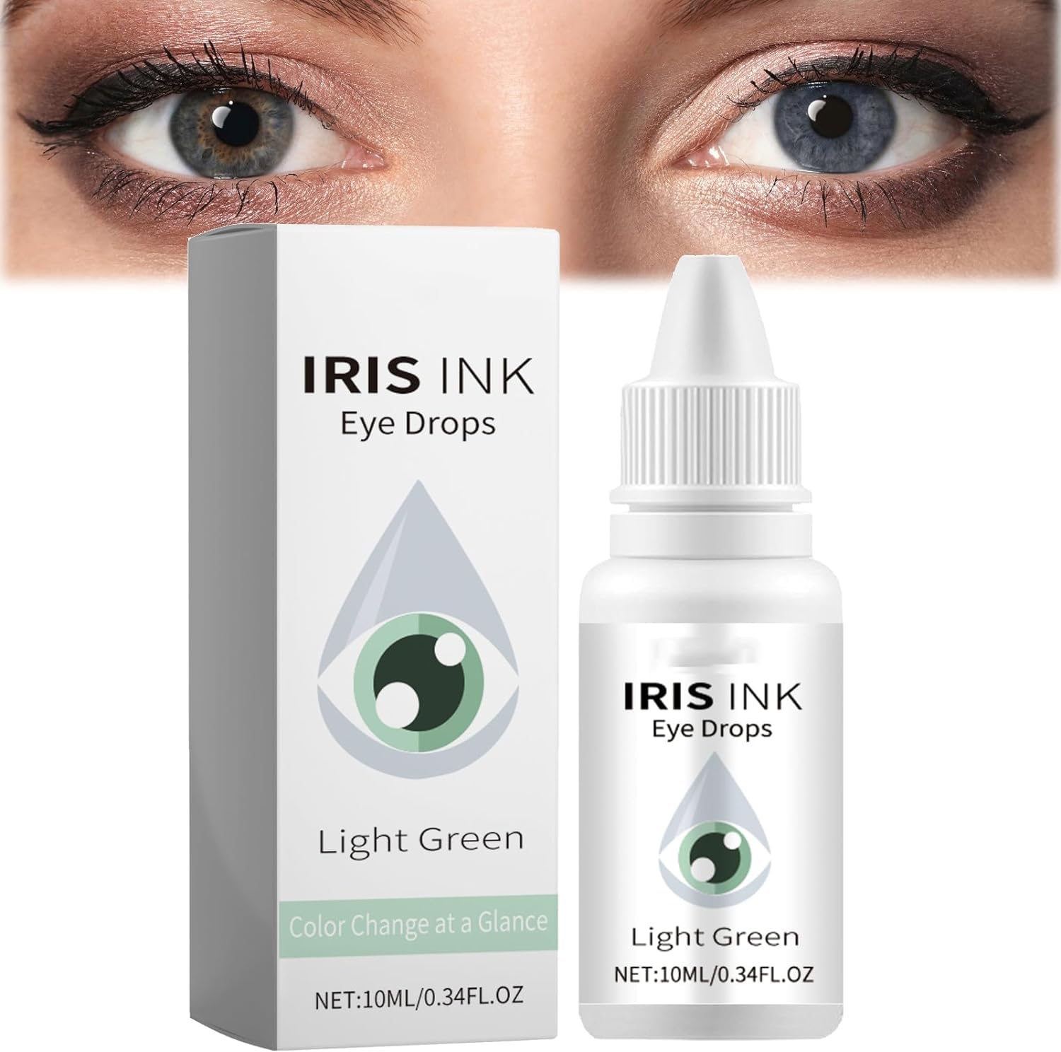 Nurbini Irisink Lot de 4 gouttes pour les yeux, amélioration et changement de couleur des yeux en 2 heures