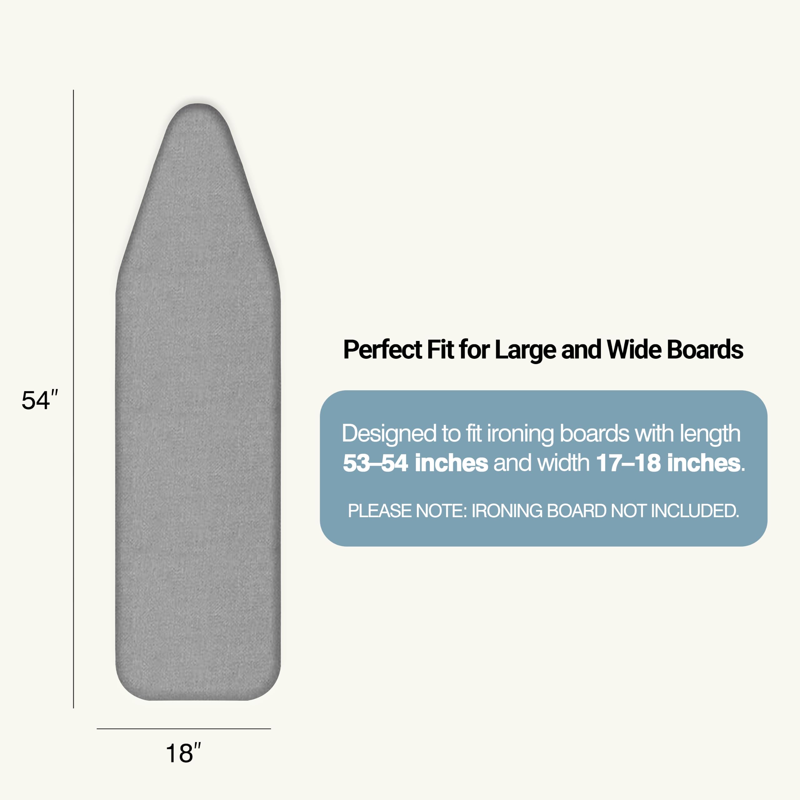 UniSimp Bügelbrettbezug und Pad, 45,7 x 137,2 cm, extra dick, natürliche Baumwolle, Kratz- und schmutzabweisend, extra großer Bügelbrettbezug mit Verschlüssen, strapazierfähig, hitzebeständig