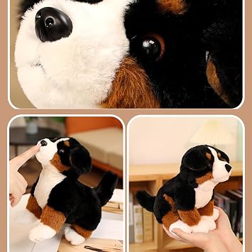 Dog Plush Teddy, Bernese Mountain Dog Soft Toy, Cuddly Toys for Boy, Girl, Adult (Standing position 26cm/10.24inch)