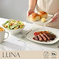 Vista 2 de Zulay Kitchen Luna - Juego de platos y cuencos, juego de vajilla de porcelana moderno de 16 piezas para 4, resistente a las astillas y a