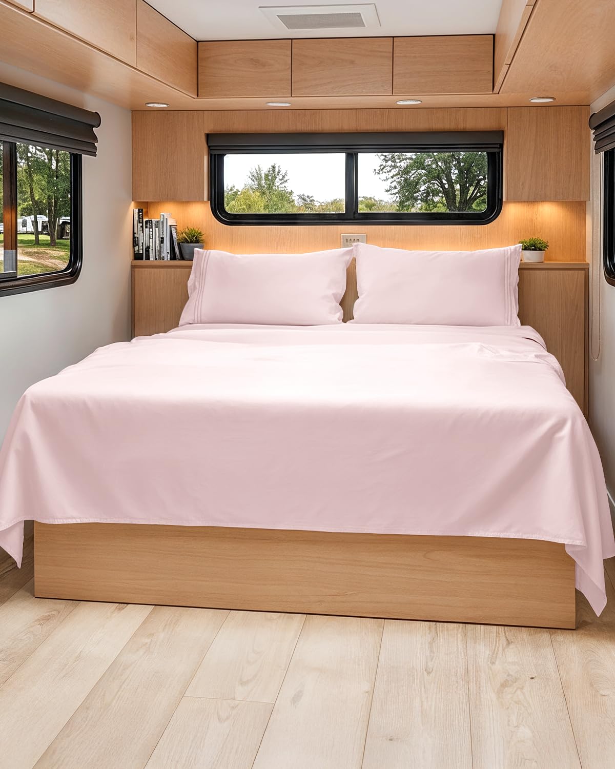Short Queen Size 4 Piece Bed Sheet Set - RV Short Queen - Lavender Pink