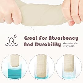 Ease Cubs Muslin Burp Cloths Large 100% Cotton Hand Washcloths for Boys & Girls, Baby Essentials Extra Absorbent and Soft Burping Rags for Newborn Registry (Ivory, 12-Pack, 20 X10)