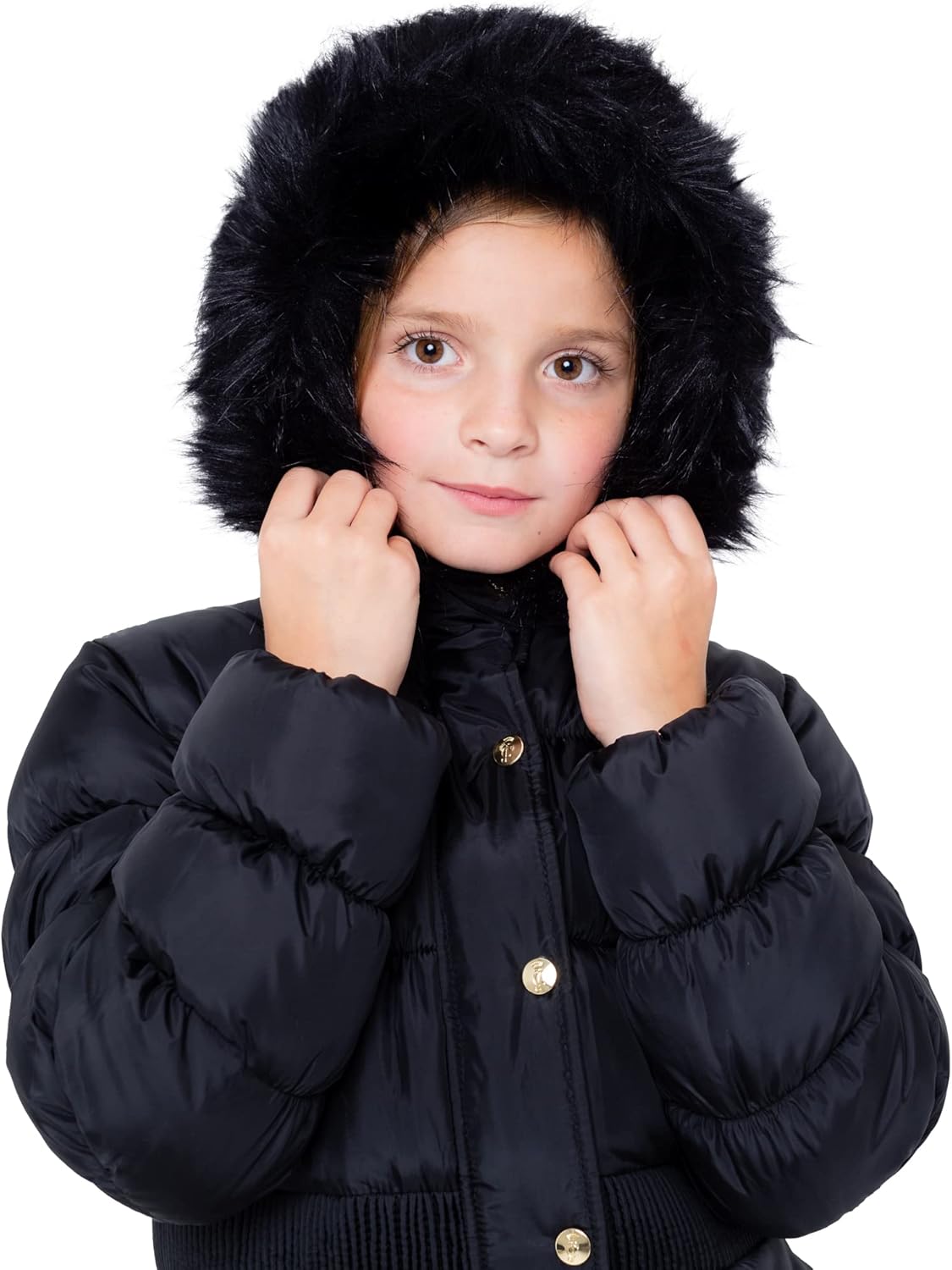 Juicy Couture Girls Coat, Faux Fur Hooded Winter Jacket, Warm Padded Parka Hoodie, Kids Heavyweight Winter Coat - Image 5