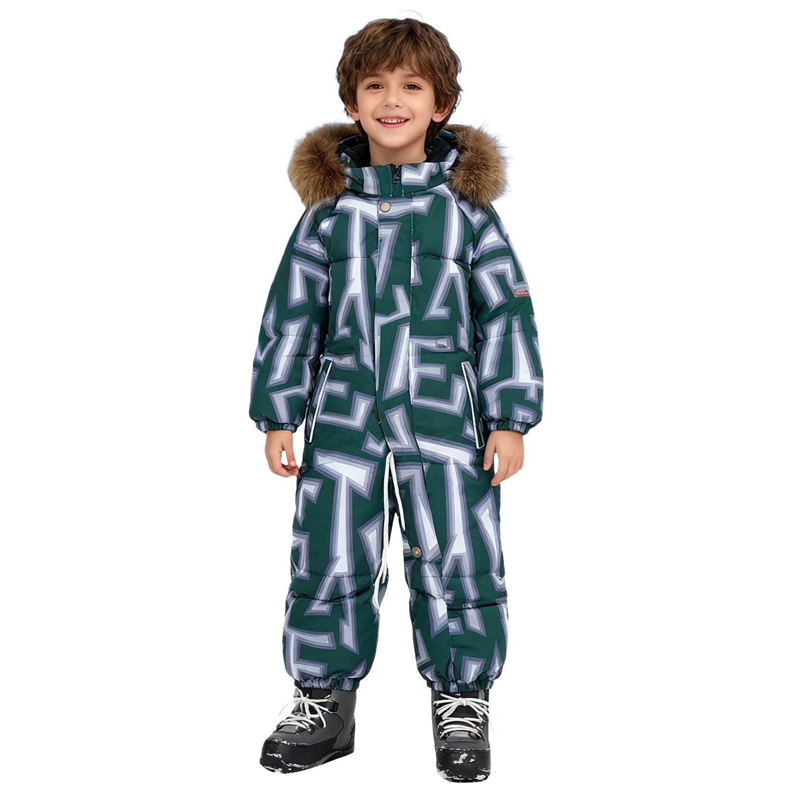 Traje de nieve para niños y jóvenes, forro polar, traje de esquí térmico, mono de esquí resistente, chaqueta de plumón impermeable, resistente al viento, traje de invierno con capucha extraíble, mono