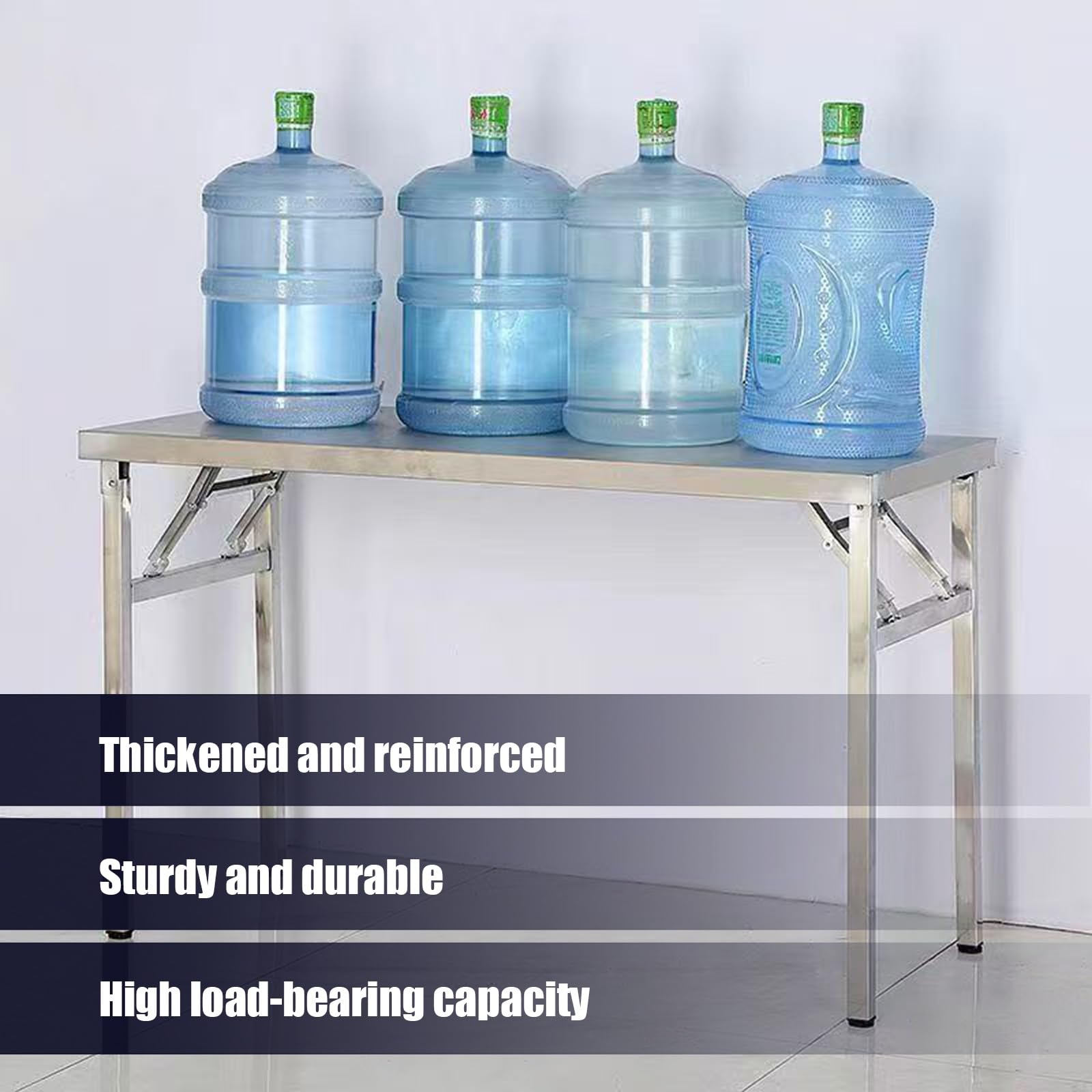 Mesa de trabajo plegable de acero inoxidable resistente, mesa de preparación multiusos para cocina, al aire libre, camping, lavandería, parrilla, preparación de alimentos y almacenamiento (100 x 60 x
