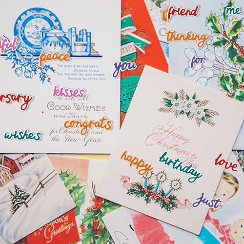 Miniatura 4 de ORIGACH 28 piezas de troqueles de corte de palabras de sentimientos, palabras de sombras, plantillas de corte de metal, plantilla de estampado para