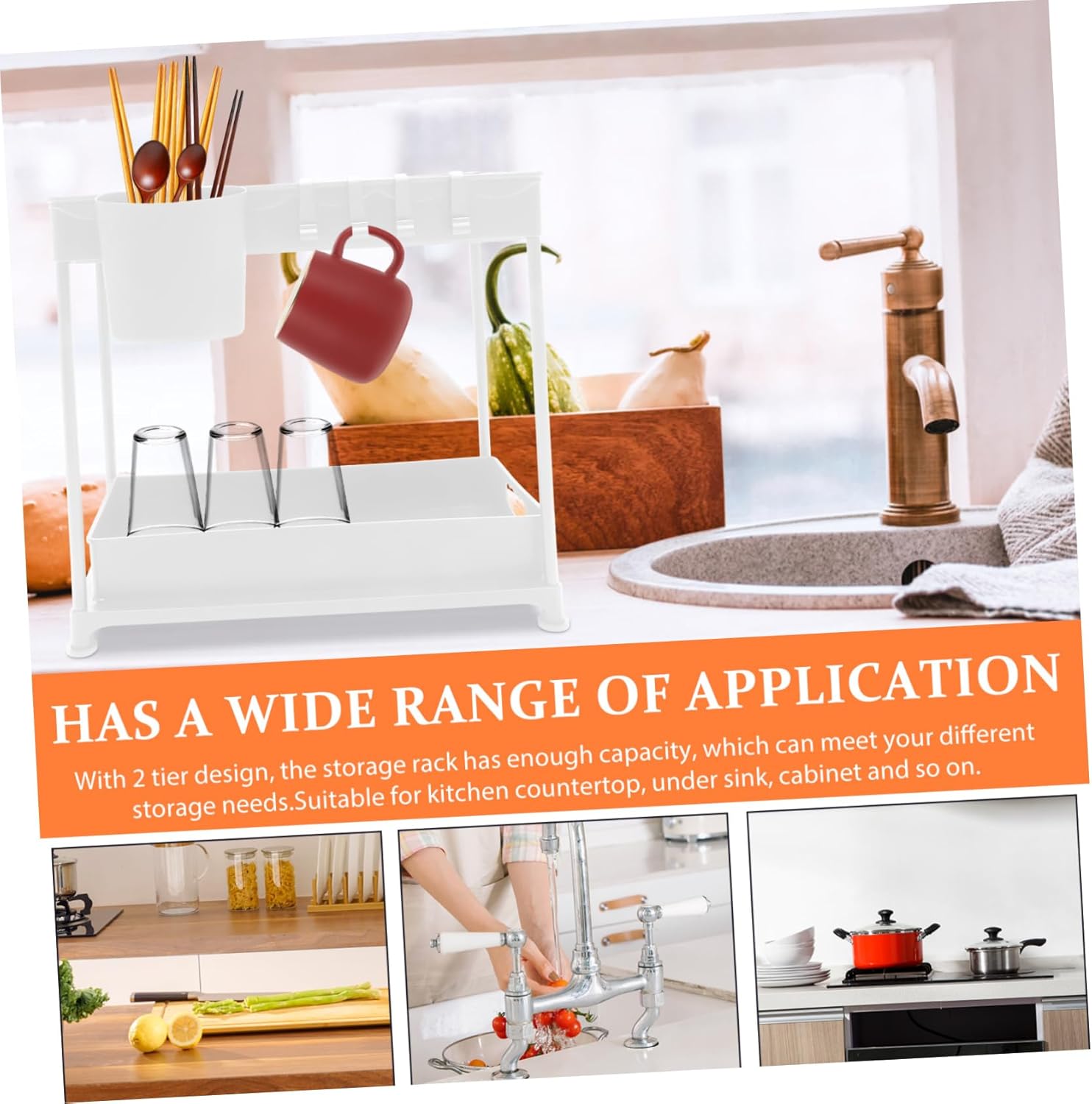 PRETYZOOM 1set under Counter Organizer Rack Pull-out Storage for Kitchen Bathroom Smooth Sliding Basket for Easy Access Space-saving for Cabinets and Sink Areas