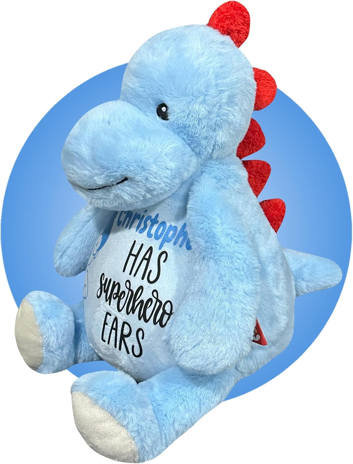 Ear Tube Gifts for Kids - Personalized with Name + Color Choice - Ear Tube Get Well Soon Stuffed Animals - Ear Surgery Recovery Gifts (Blue Dinosaur)