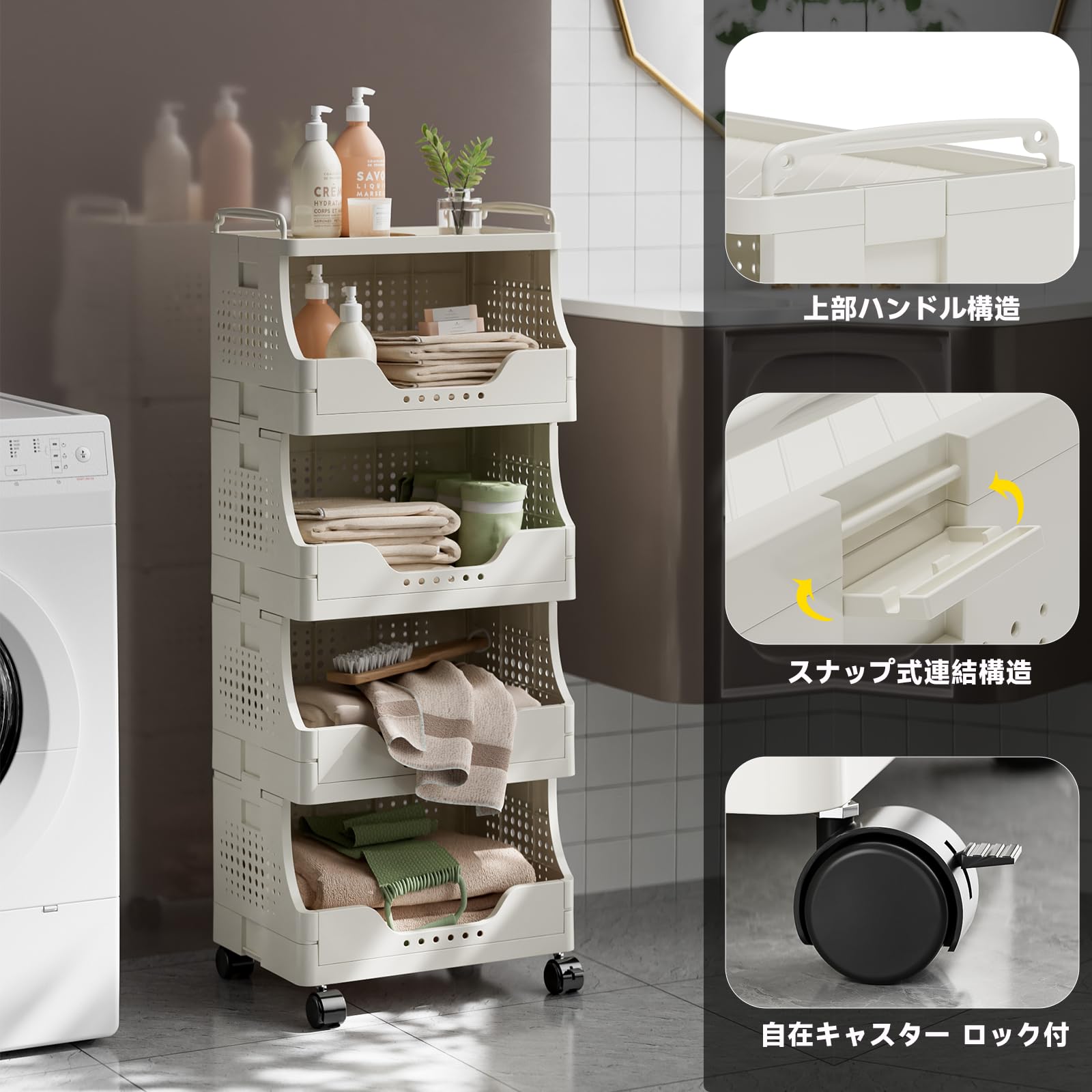 折りたたみワゴン キャスター付き 収納式キッチンワゴン ホワイト Amazon.co.jp: 収納ワゴン キャスター付き キッチンワゴン 折りたたみ