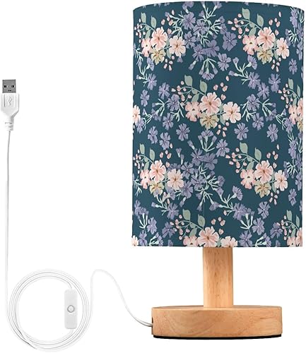 Lámpara de noche Lámparas de mesa auxiliares Clásico lindo rosa y púrpura floral lámpara de mesa para estudio vidrio lamparas de Noche