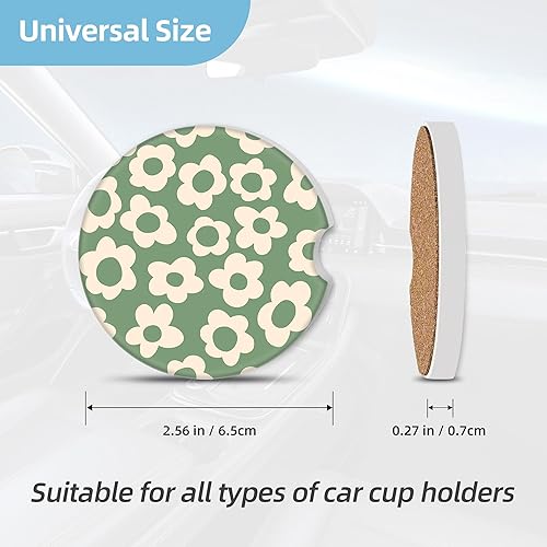 Miniatura 2 de Paquete de 2 posavasos de automóvil para portavasos de automóvil, de 2.56 pulgadas, universales, con piedra de cerámica absorbente, con base de