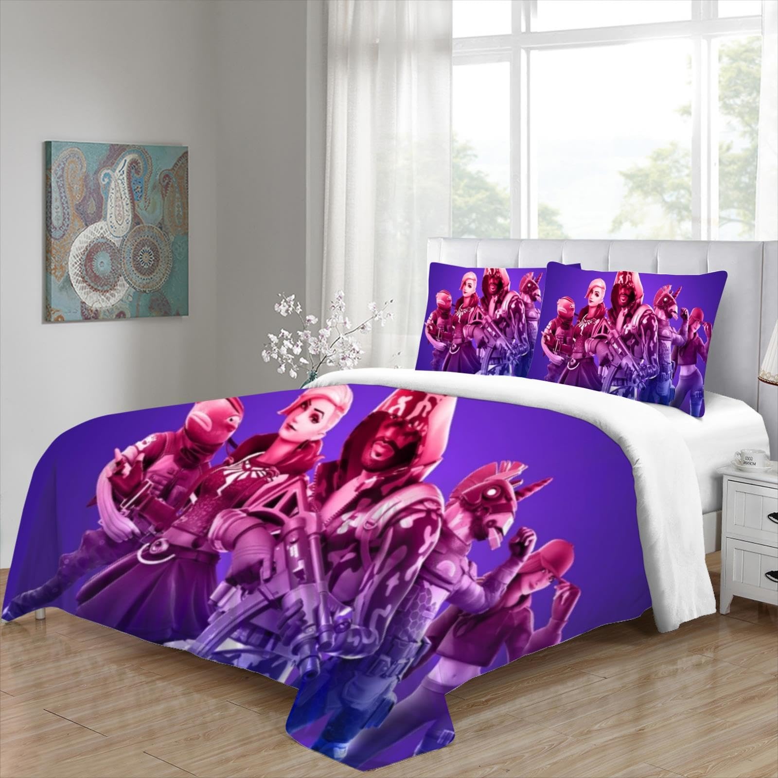 Juego De Cama Individual Piezas Reversible Fortnite Azul Jm