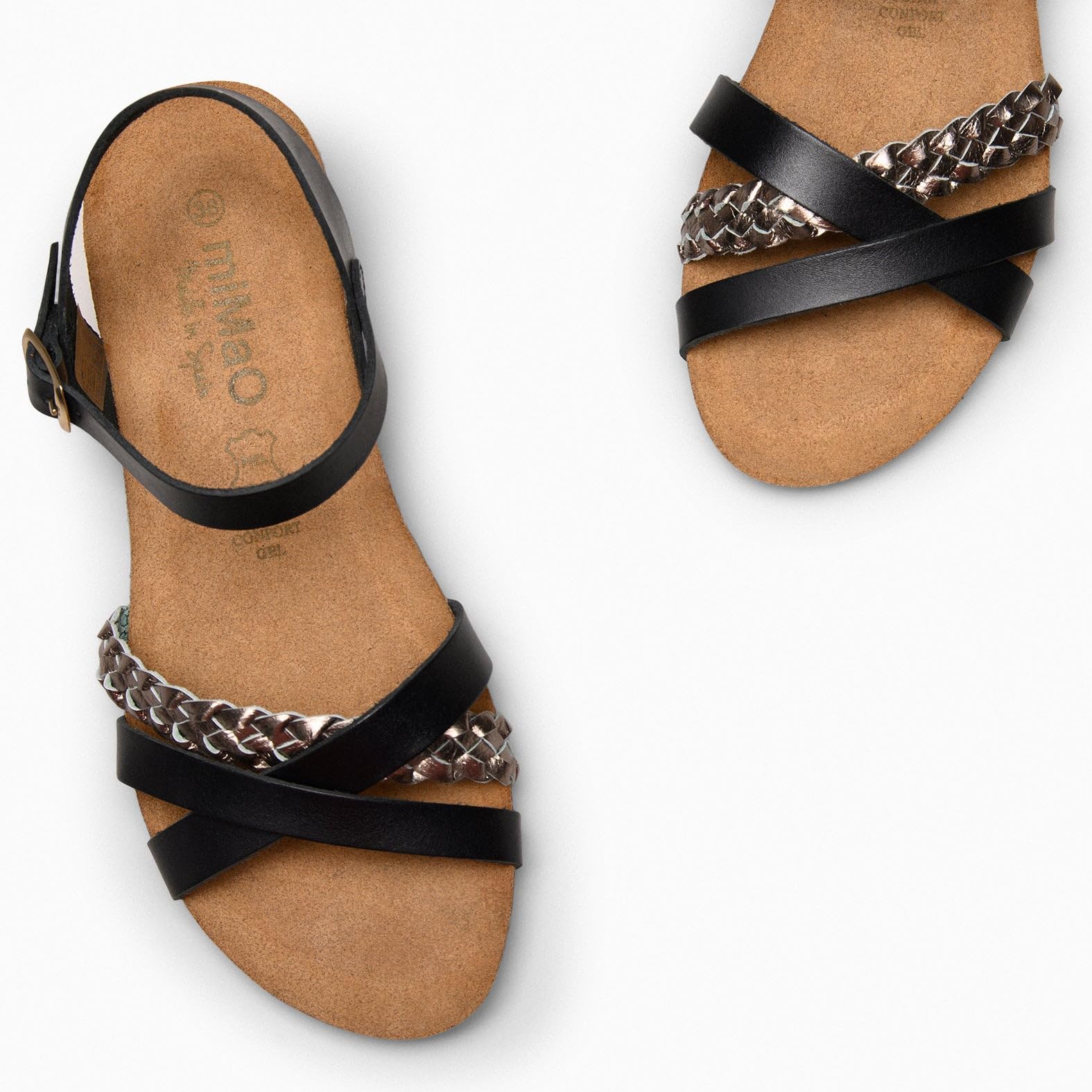 miMaO. Sandalias de plataforma corcho y piel. Plantilla ergonómica