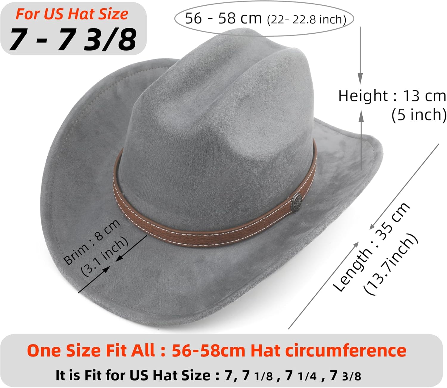 Western Cowboy Hat for Women Men Small Short Wide Brim Beach Cowgirls Cattleman Cowboys Hats - Image 2