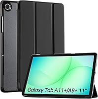 CoBak PU Leather Smart Case for Samsung Galaxy Tab A11+ 11" 2025 & A9+ 2023 - Translucent Hard Shell, Multi-Angle Stand, Auto Wake/Sleep, Black