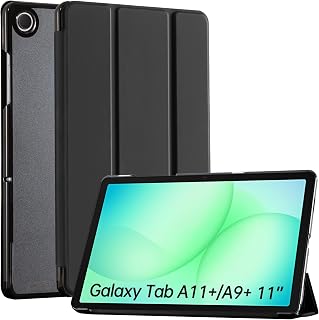 CoBak PU Leather Smart Case for Samsung Galaxy Tab A11+ 11" 2025 & A9+ 2023 - Translucent Hard Shell, Multi-Angle Stand, Auto Wake/Sleep, Black