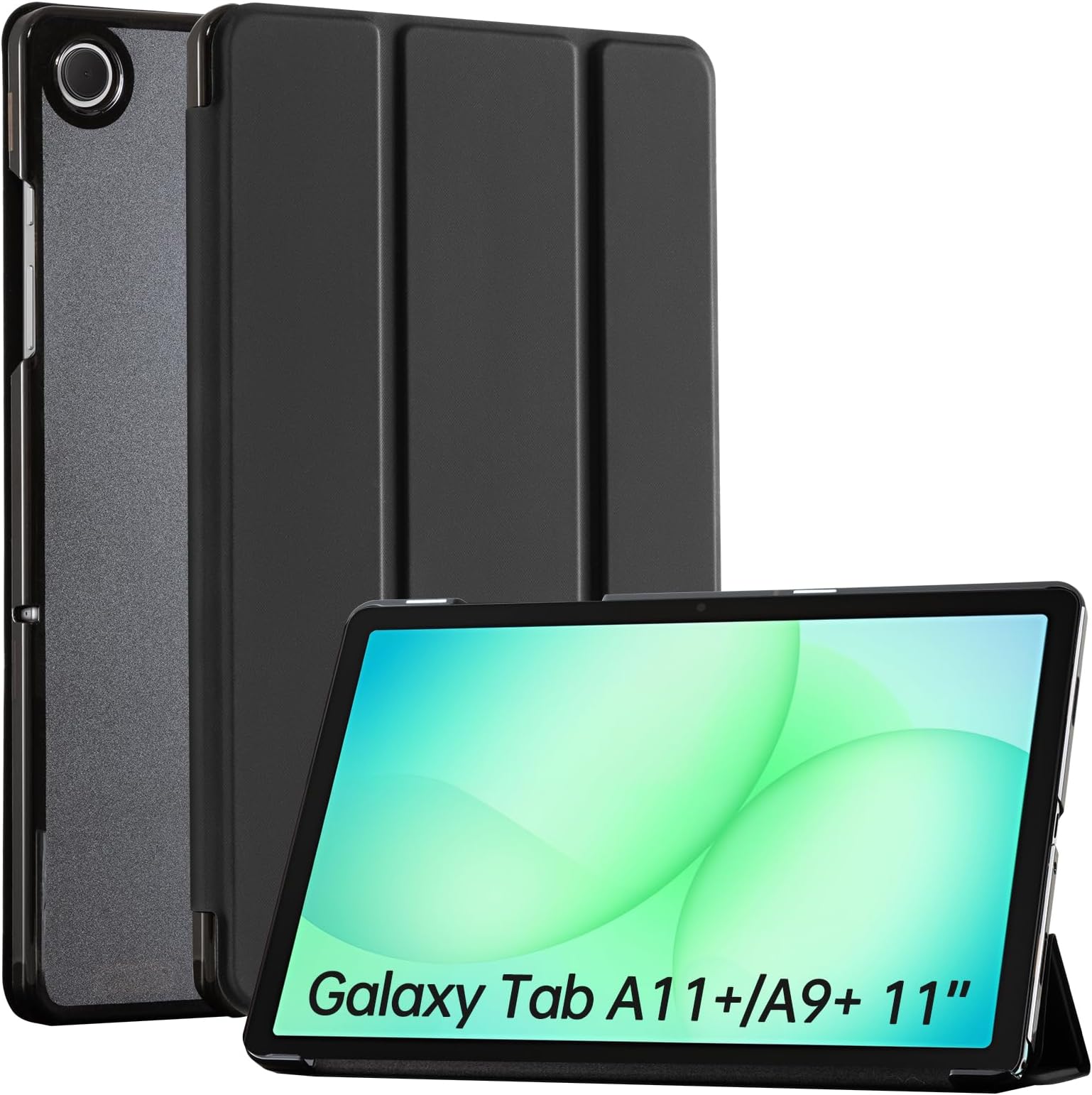 CoBak for Samsung Galaxy Tab A9 Plus Case 11 Inch 2023 - PU Leather Smart Cover for Tab A9+, Translucent Hard Shell, Multi-Viewing Angles, Black.