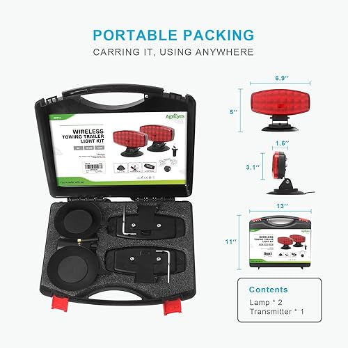 Miniatura 5 de Agrieyes Wireless Trailer Lights with Adjustable Bracket, Battery Magnetic Tow Lights with Strobe for Towing Trucks, Wrecker, RV, Camper, Boats