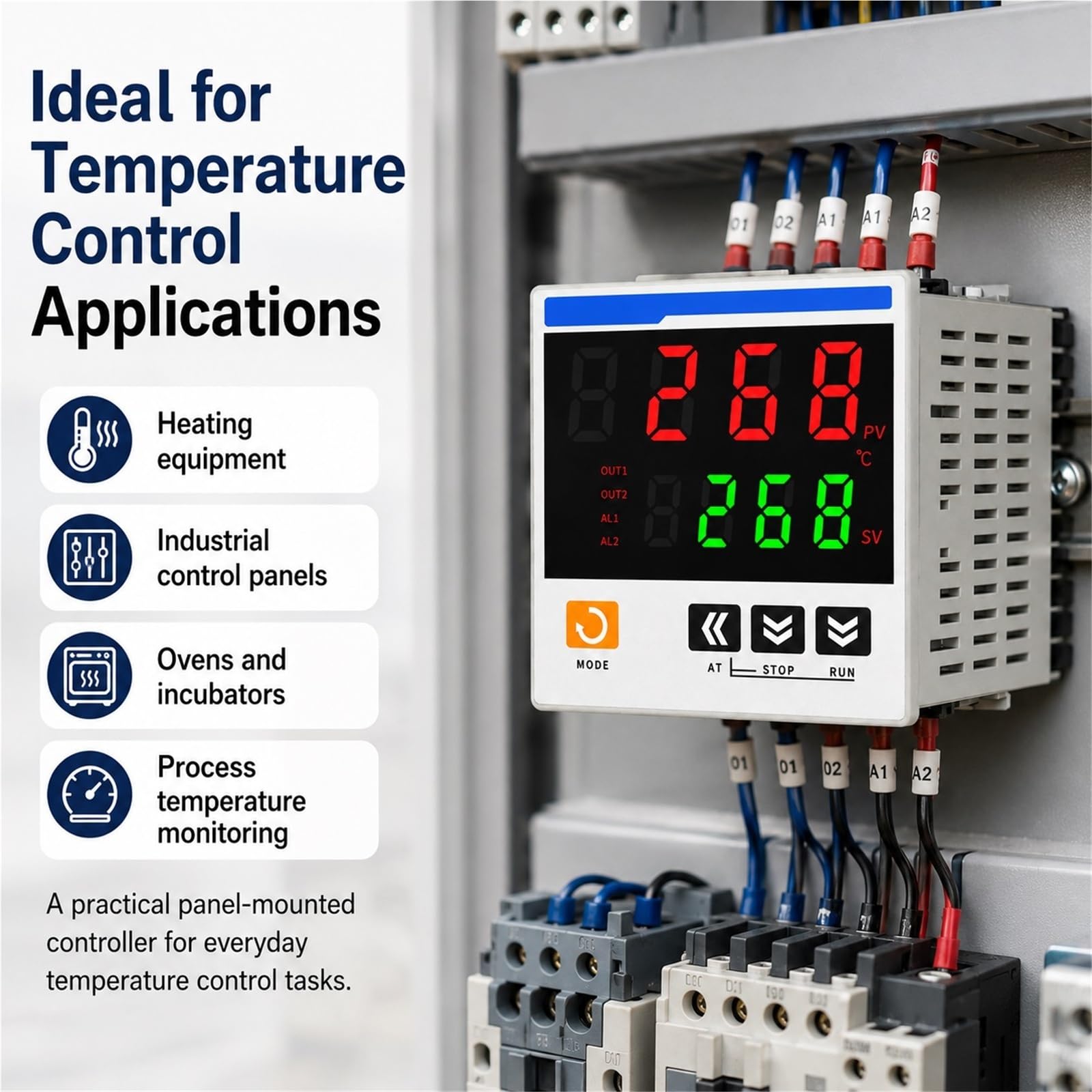 CTN4L-411 Controlador de Temperatura Digital PID Inteligente 96x96 mm Termostato con Pantalla Dual Entrada Universal K E J L T R S PT100 CU50 Salida de Relé SSR(CTN4L-43A1R)