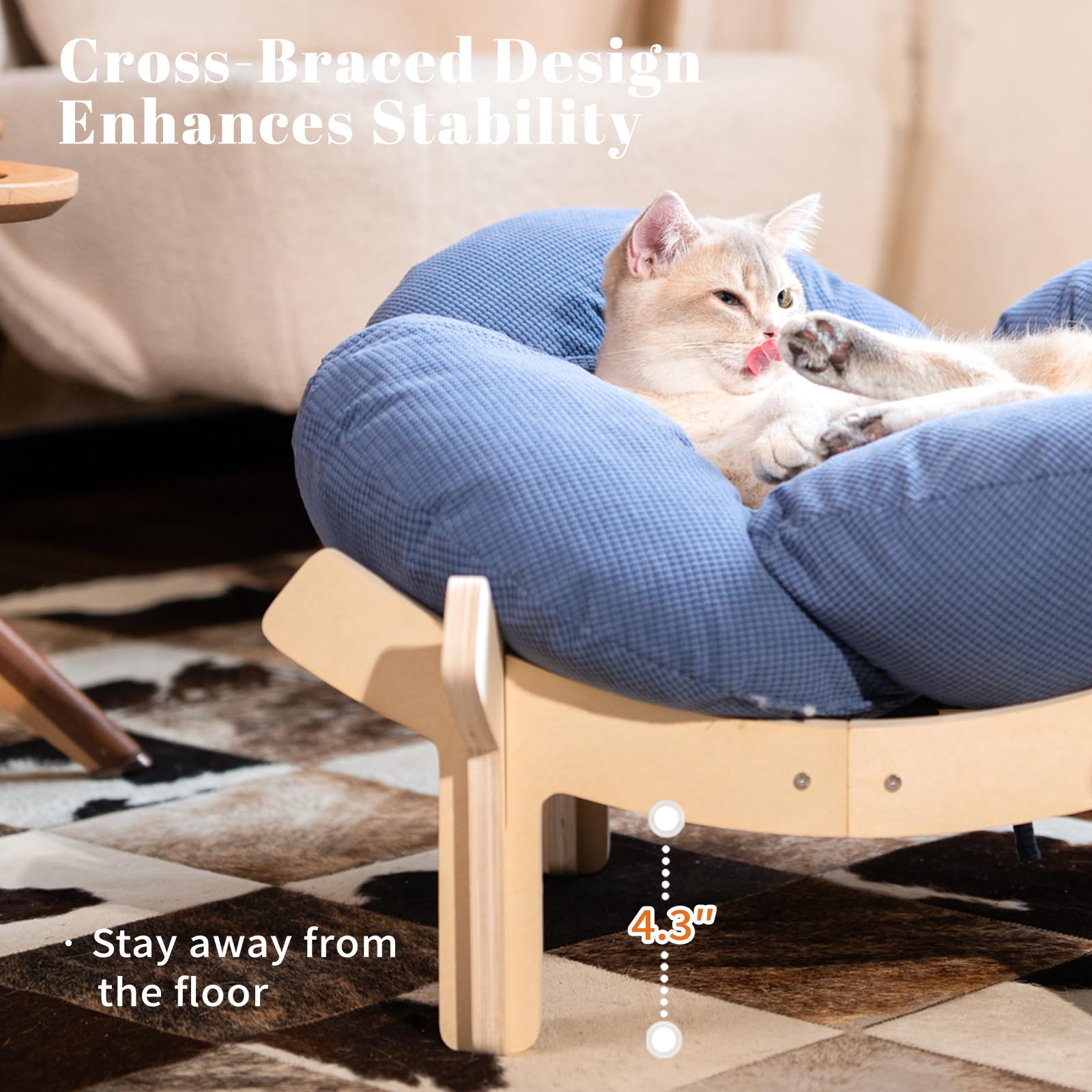 CheerPals Letto per gatti rialzato, a forma di fiore, 55 cm, L&W, grande divano per gatti, elegante e morbido cuscino altamente elastico, per dormire tutti i gatti