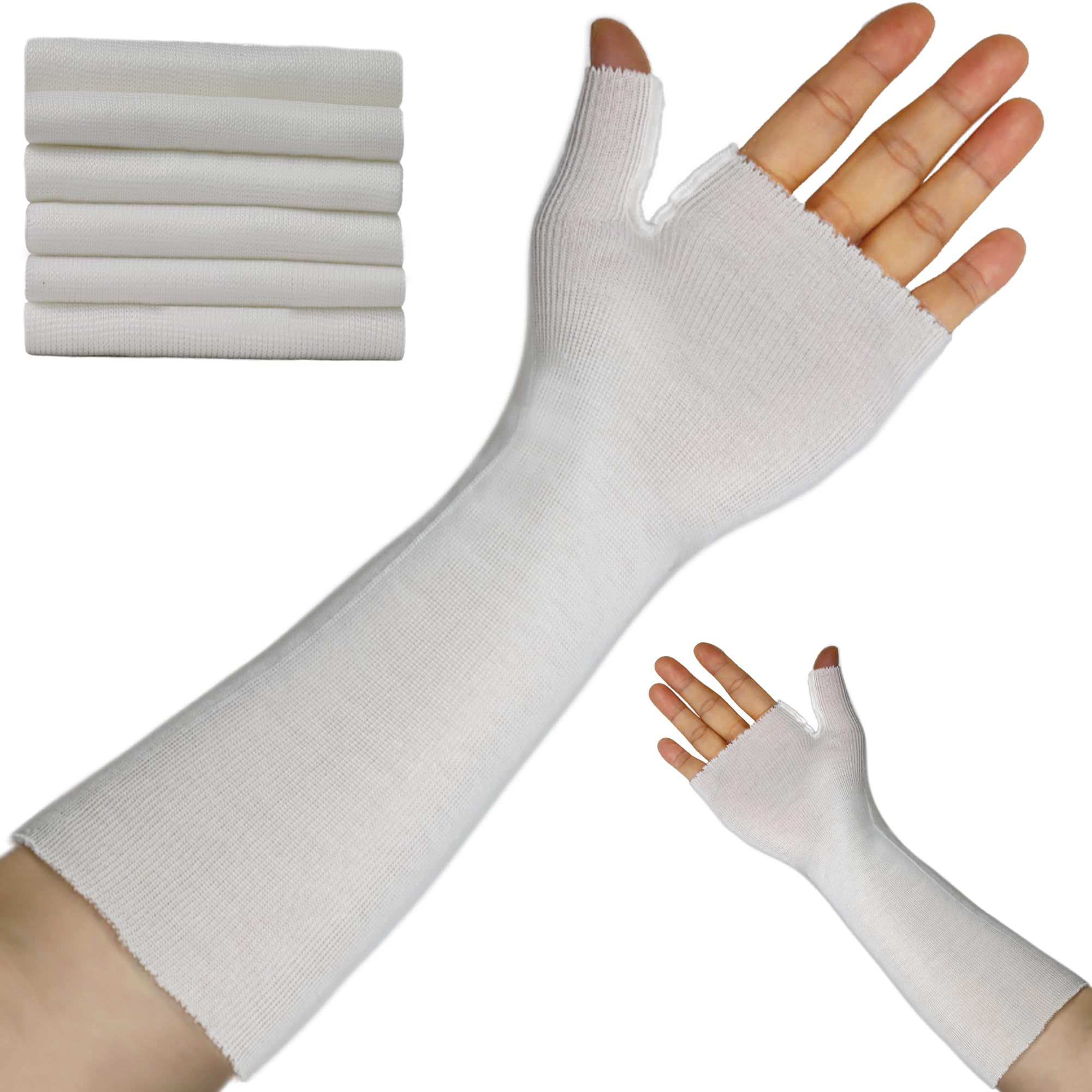 KONSEDIK Hand Socks for Splint (Pack of 6),Elastic Stockinette Tubing,Wrist Brace with Thumb Spica Liner,Tubular Gauze Sleeve,Cast Wrap Sleeve,Arm
