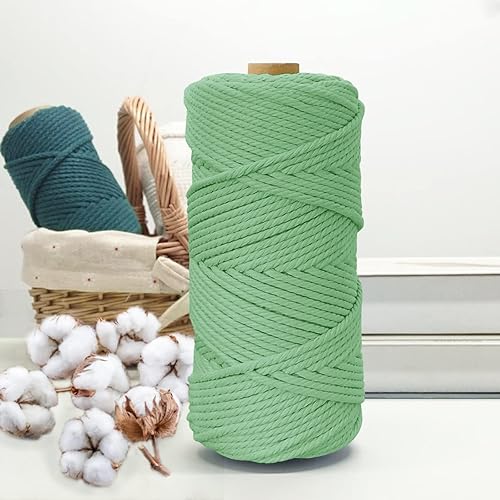 Miniatura 2 de JeogYong - Cordón de macramé de 0.157 pulgadas, cuerda natural de 4 hebras de algodón trenzado de 4 hebras para colgar en la pared, colgar plantas,