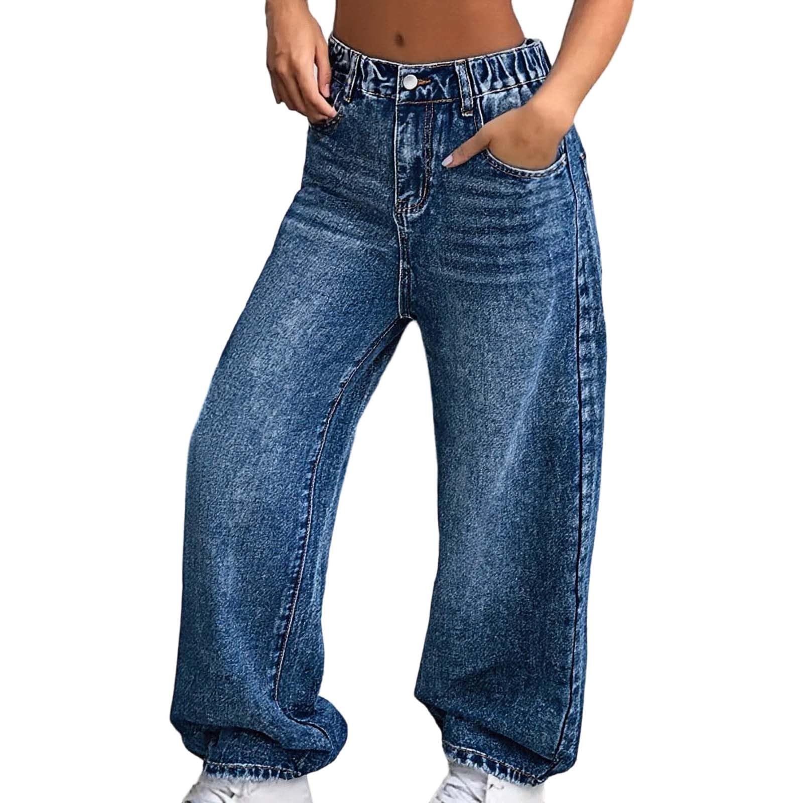 Pantaloni a Gamba Larga a Vita Alta lavati per Ragazze Adolescenti, Casual e Comodi, da Indossare Tutti i Giorni, con Uno Stile Minimalista Moderno.