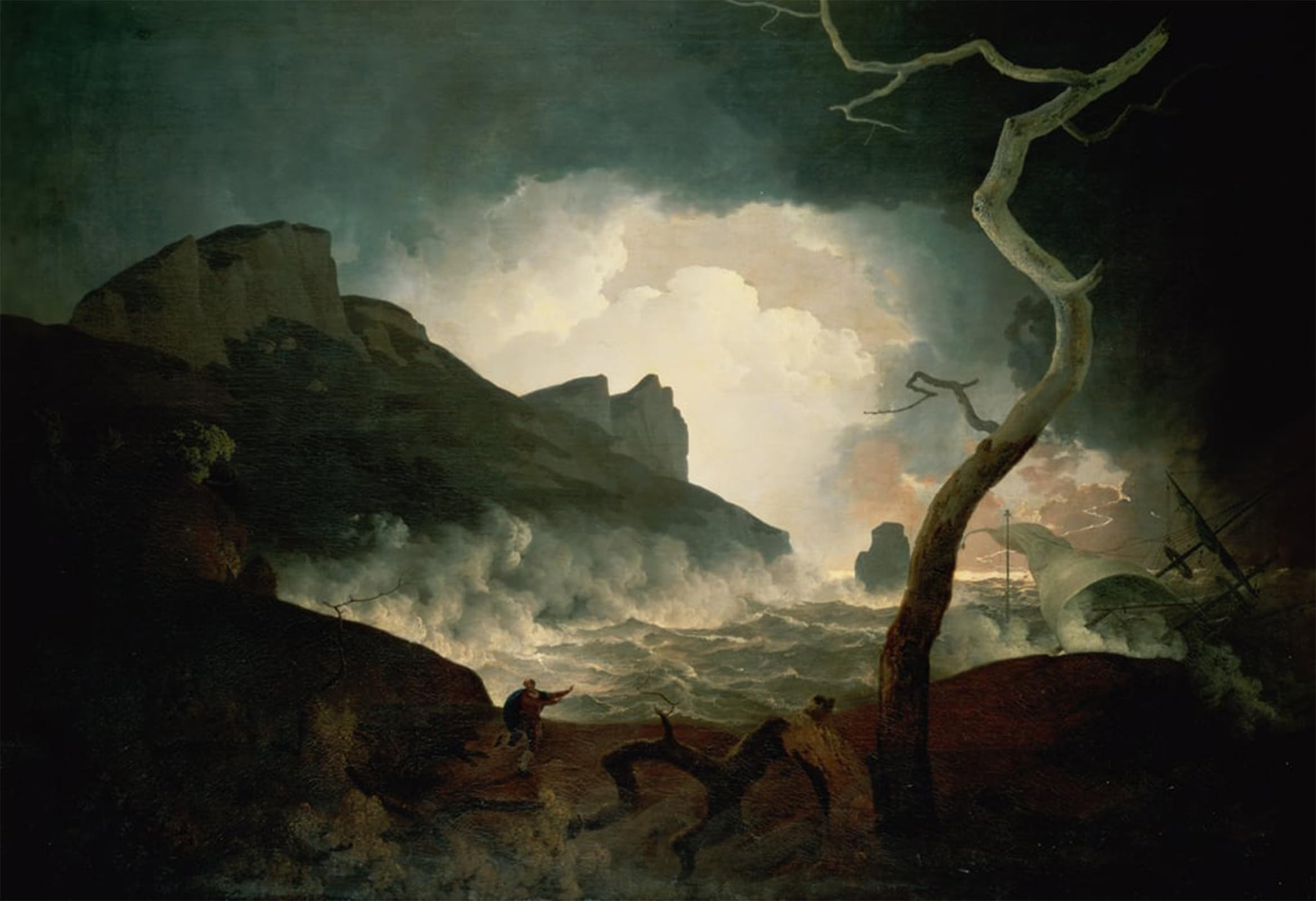 SERENDIPITP Vintage Picture Print on Canvas Wall Art Poster the Storm Antigonus Pursued by Wright of Derby Artwork Print Poster for Wall Decor 60x90cm