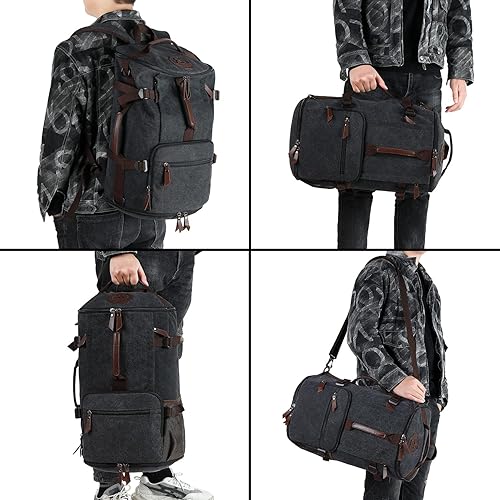 Miniatura 5 de Gym Duffle Bag Backpack 4-Way Vintage canvas with Shoes Compartment for travel Sport Hiking laptop (Vintage grey) X-Large