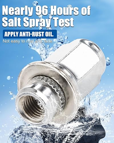 Vista 98 de GAsupply Tuercas de llanta de estilo de fábrica OEM de 14 x 2, 24 piezas de una sola pieza cromadas grandes tuercas de asiento de bellota de 2
