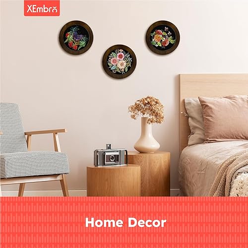 Miniatura 6 de XEmbro Marco de aro de bordado de madera de 8 pulgadas, exhibición redonda de bordado de madera con aro de bordado de 8 pulgadas para punto de cruz