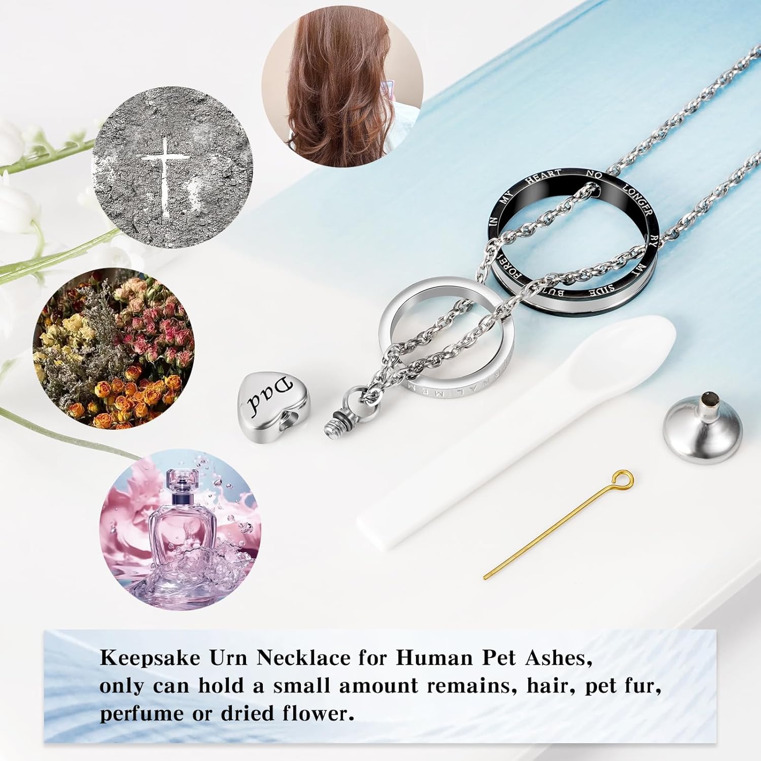 SOITIS Urn Necklace for Ashes Stainless Steel Cremation Necklace with Heart Waterproof Ashes Necklace Memorial Keepsake - Image 3
