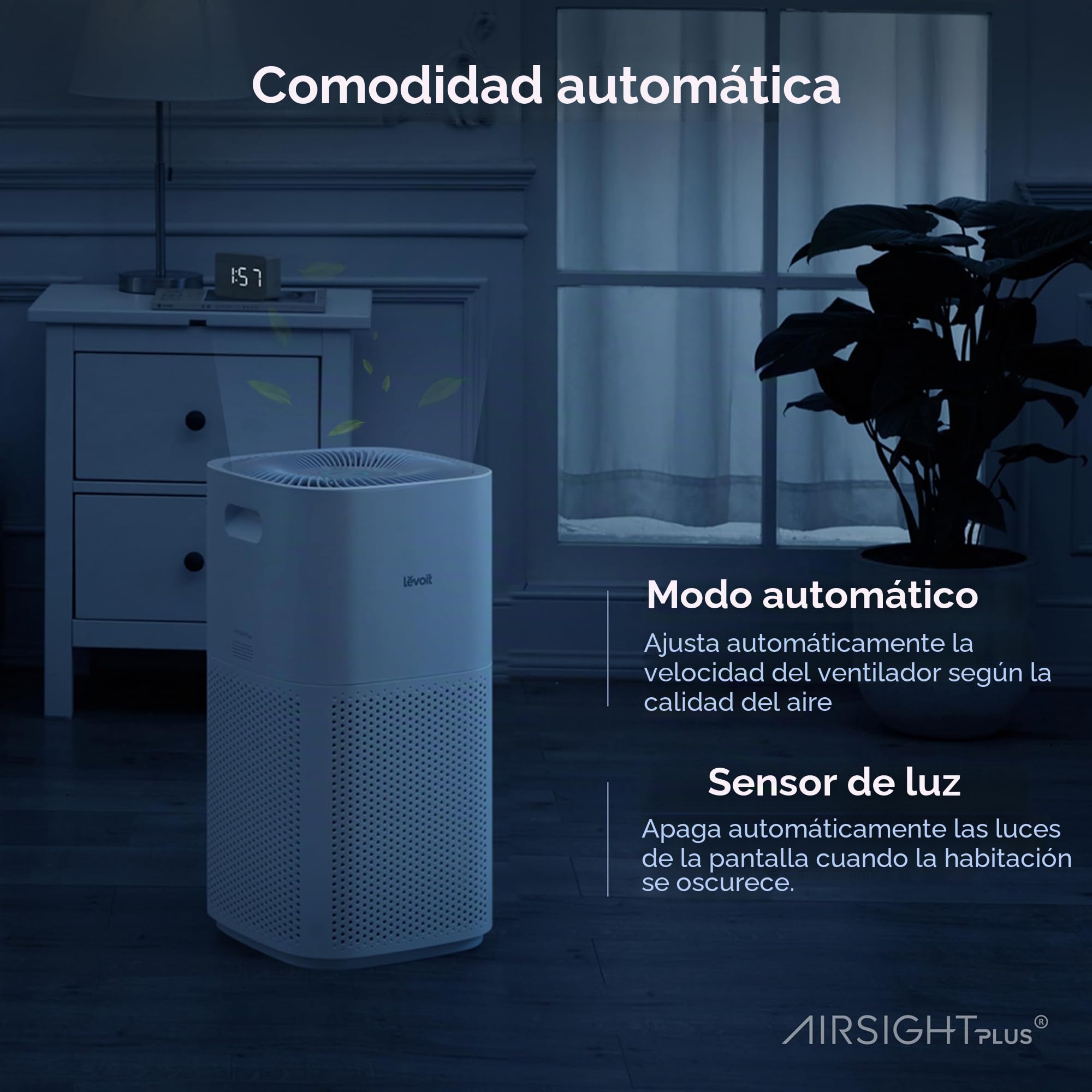 Levoit Purificador de aire inteligente con HEPA para fumadores y alergias, CADR 697 m³/h, hasta 147㎡, indicador de PM2.5, modo automático, contra el 99,97% de moho, polen y polvo, control con