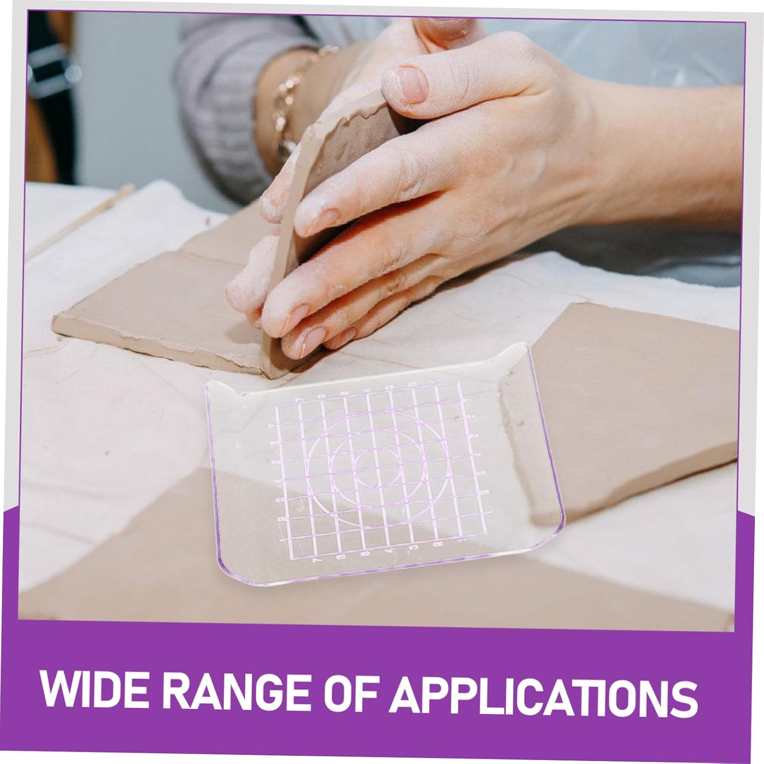 Uonlytech 2pcs Acrylic Clay Press Board Round Corner Pottery Tool for Modeling and Sculpting Includes Shaped Flattening Boards
