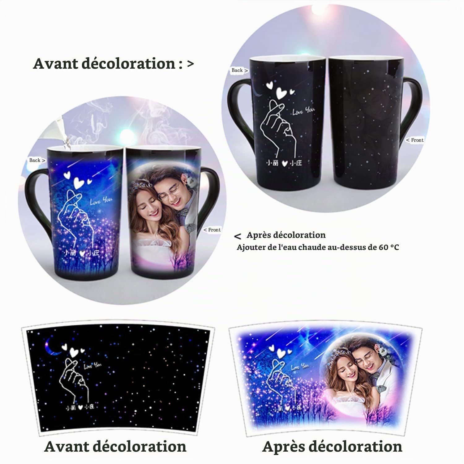 Tasse Magique Personnalisee Photo Thermochromique,Cadeau Personalisierte