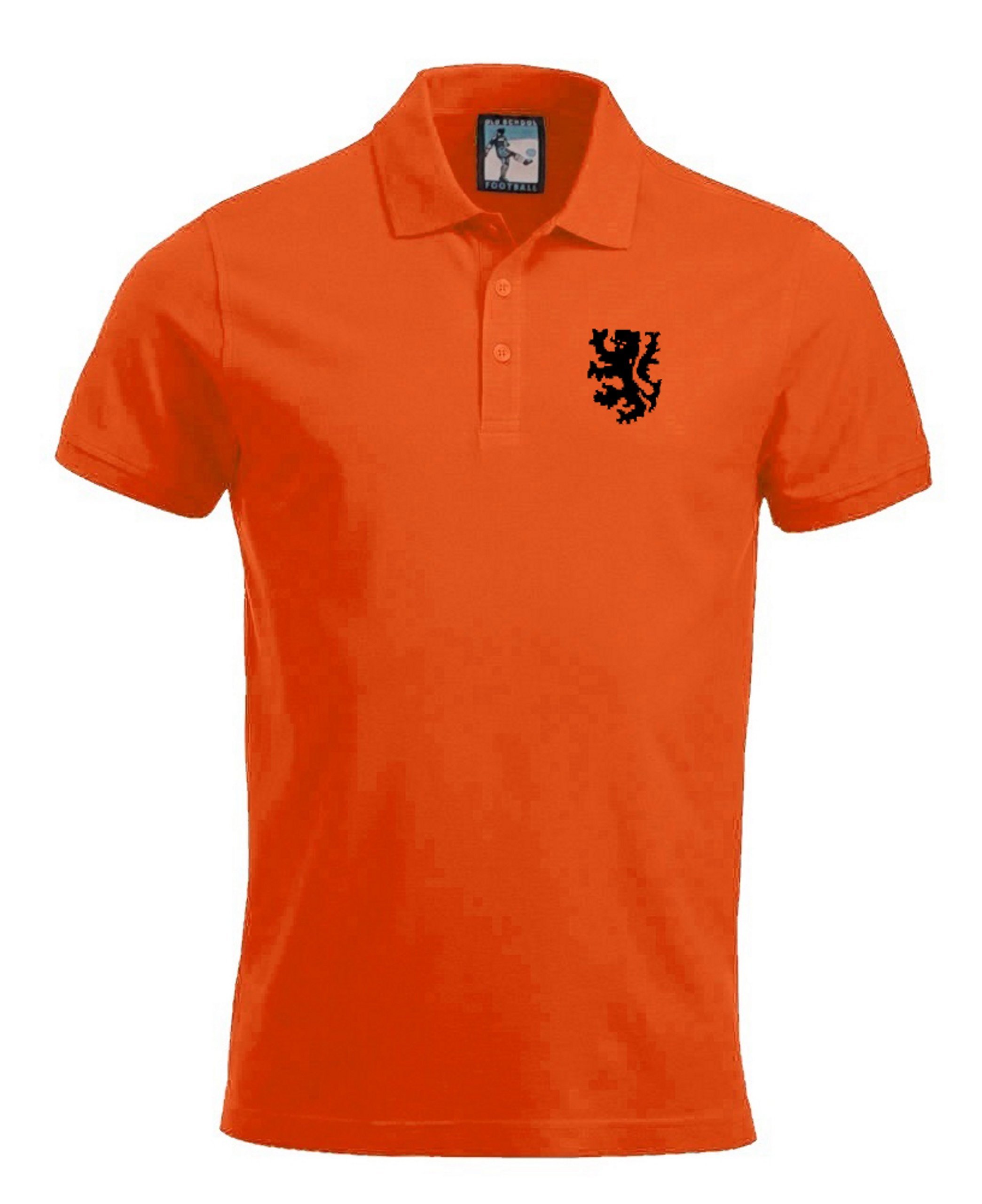 Holland Netherlands 1970s Retro Football Polo Embroidered Logo Orange