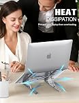Laptop Stand for Desk, TEUMI Aluminum 5-Levels Adjustable Portable Computer Stand Laptop Cooling Pad, Ventilated Laptop Riser Compatible with MacBook Pro Air, Notebook, Lenovo, Dell, 10-15.6”