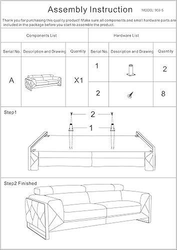Miniatura 11 de BlackJack Furniture Gianni - Sofá de cuero italiano de grano superior con reposacabezas ajustables de 9 posiciones, patrón geométrico contemporáneo,