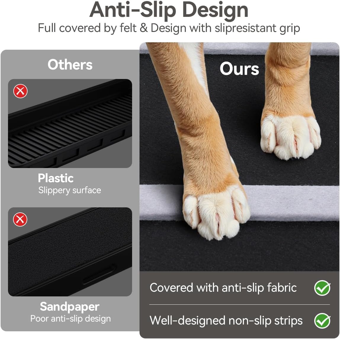 PawGiant Portable Dog Ramp for Bed, 39.4 L x 16.9 W Extra Wide Wooden Pet Ramp for Large Small Dogs, 5 Adjustable Heights from 14.5 to 26.3, Foldable Dog Ramp for Car Couch, Hold Up to 200LBS