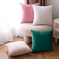 Vista 21 de EMEMA Paquete de 2 fundas de almohada de terciopelo, decorativas, cuadradas, suaves, sólidas, para sofá, dormitorio, silla o automóvil, 18 x 18 Gris