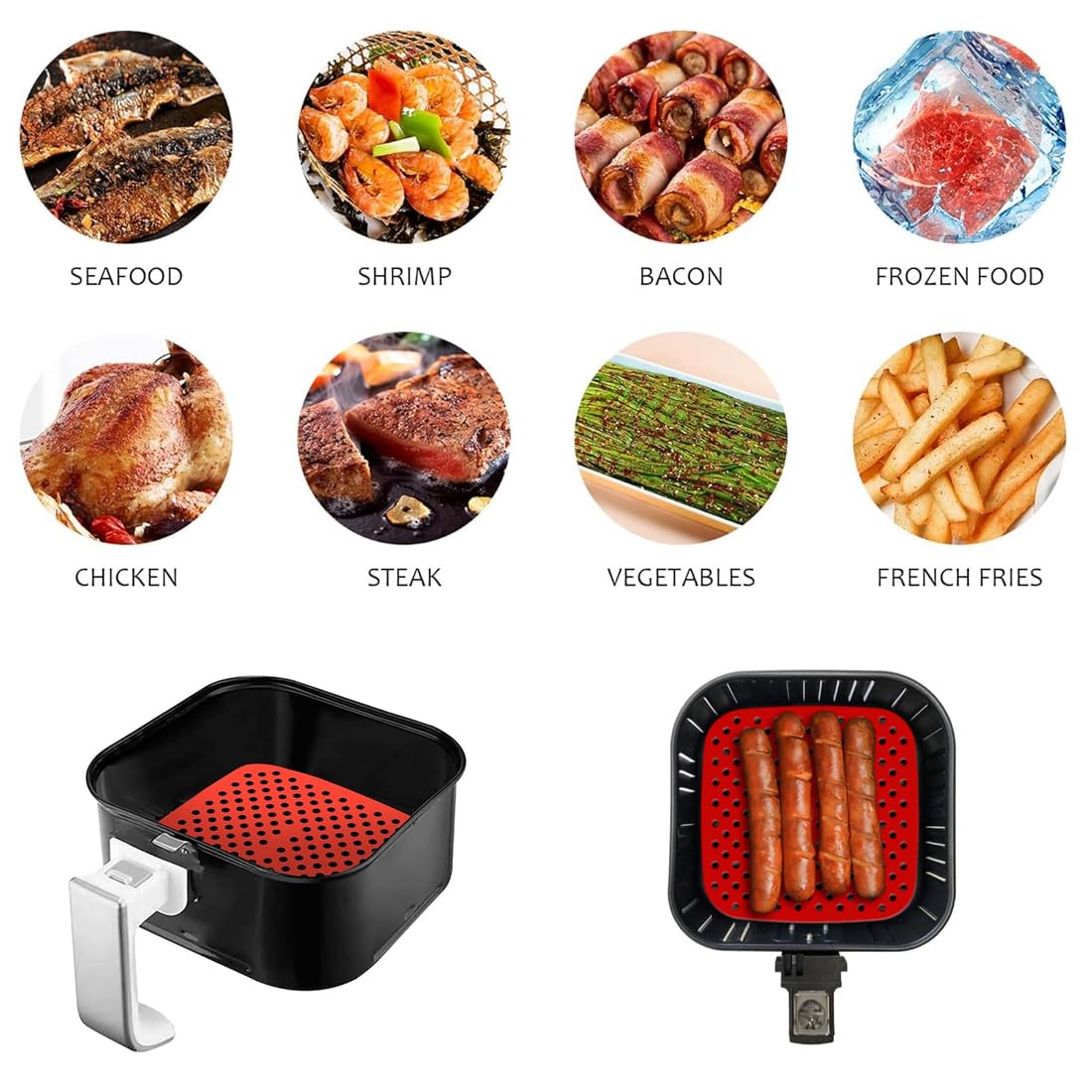 3 Tappetini In Silicone Per Friggitrice Ad Aria - Riutilizzabili, Antiaderenti E Lavabili In Lavastoviglie - Foto 4