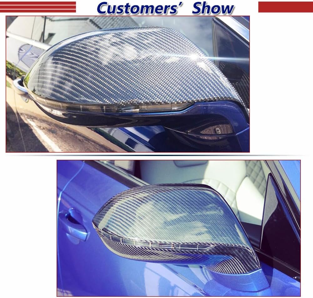 Carbon Fiber Mirror Caps for Audi A7 S7 S Line RS7 Hatchback 4 Door 2011-2017 Side Mirror Covers Replacement Style Rear View Mirror Caps (with Side Lane Assist)