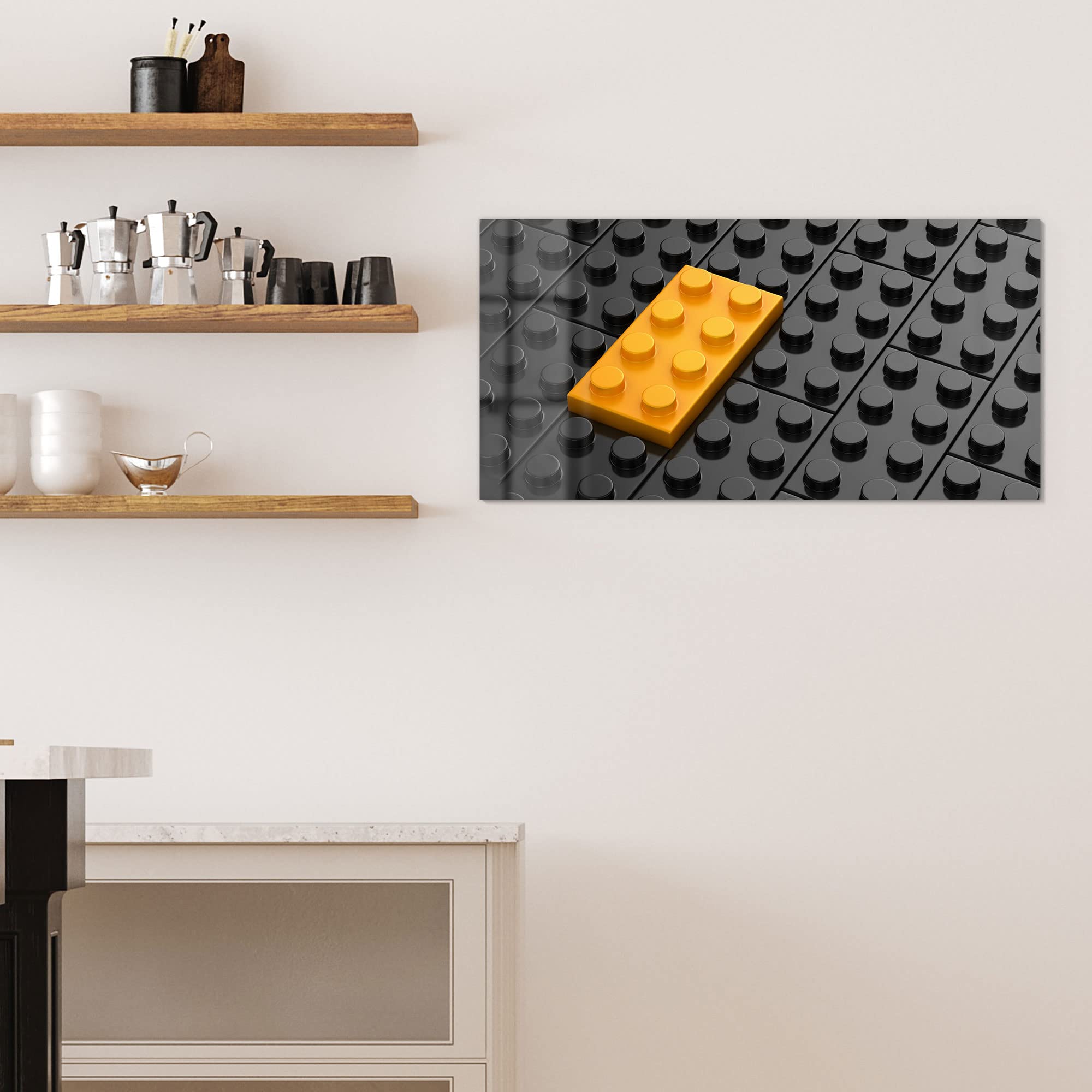 DEQORI Szklana tablica magnetyczna, wymiary 100 x 50 cm, motyw "klocki z wypustkami, tablica memo ze szkła, tablica magnetyczna z magnesami, długopisem i chusteczką do kuchni i biura, tablica magnetyczna i do pisania