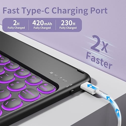 Miniatura 83 de aoub Funda para iPad de 9ª/8ª/7ª generación de 10.2 pulgadas, funda de teclado Bluetooth inalámbrica desmontable, funda trasera de TPU suave