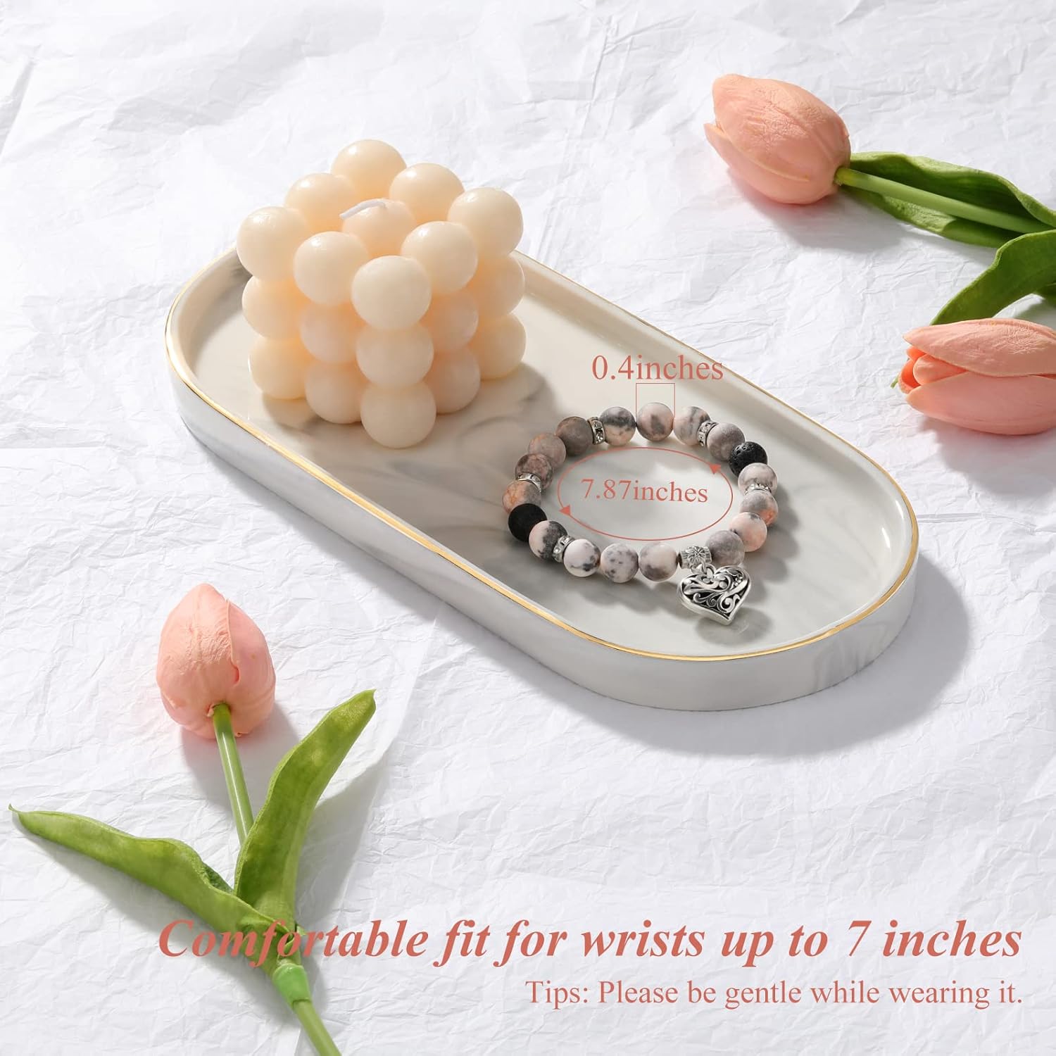 Emibele Beaded Bracelets for Women - Handmade Crystal Yoga Chakra Bracelet with Rose Quartz, Zebra Stone, Lava Rock - Gift for Mother or Women - Image 4