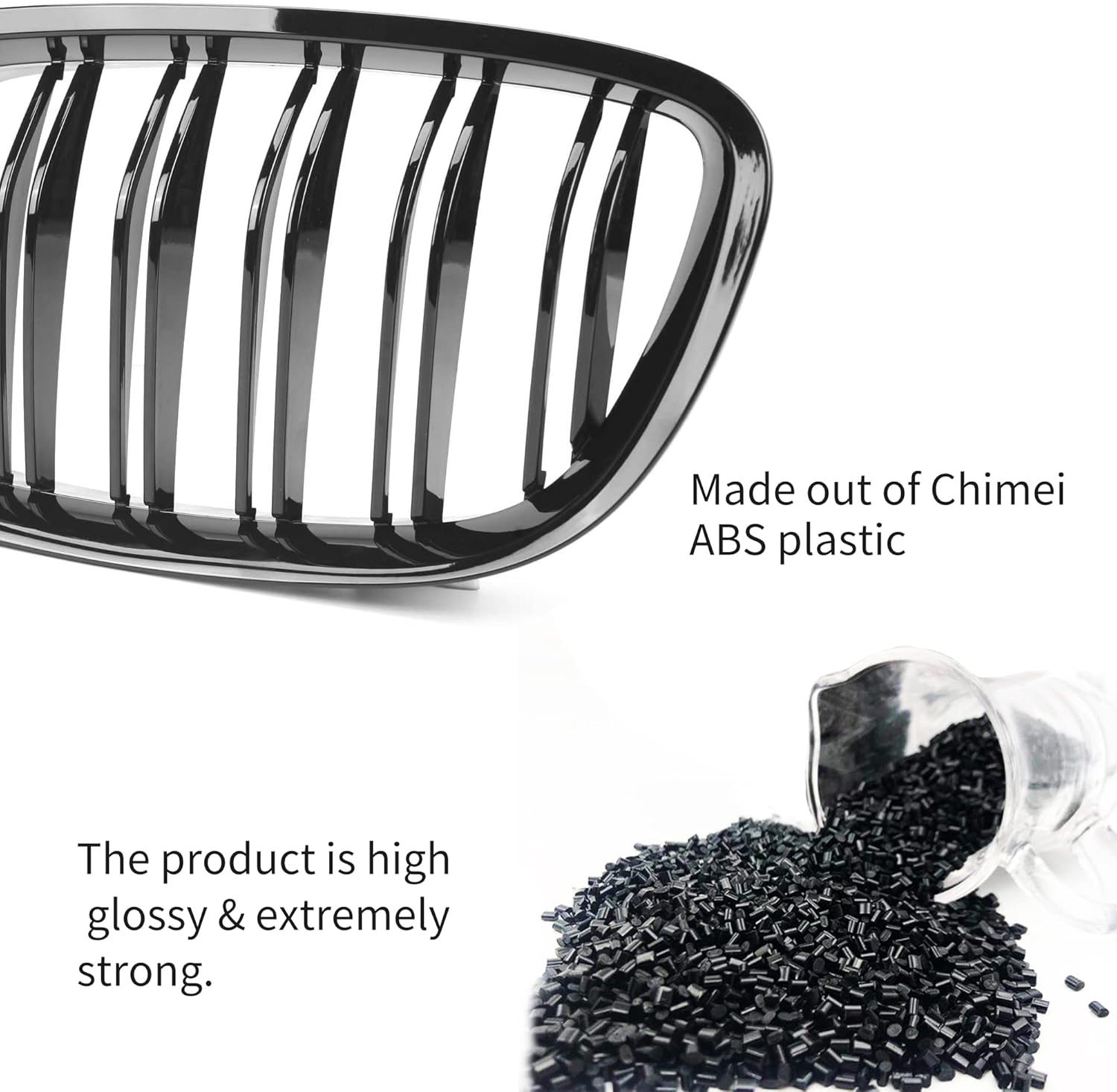 Qitian ABS Front Replacement Kidney Grille for BMW 5 Series GT/F07, Gloss Black